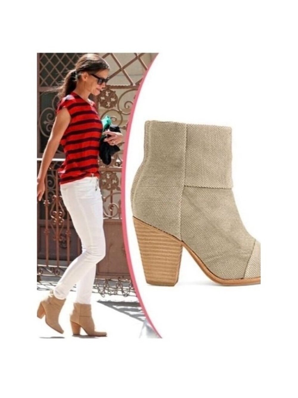 Rag & Bone Women's  New York Nebury Canvas Fold-Over Ankle Boots in Taupe size 6